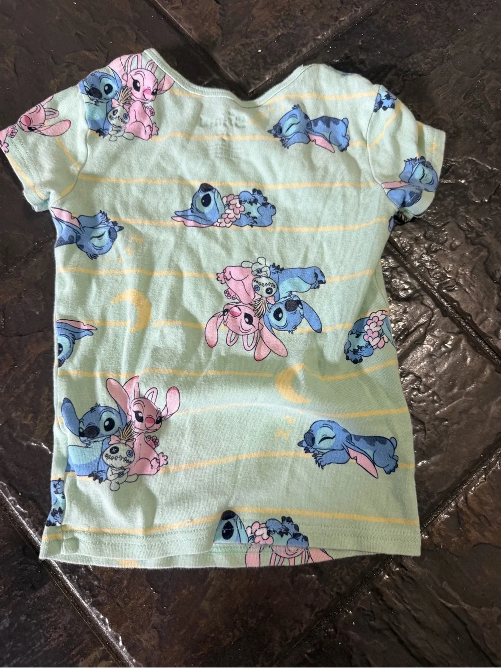 Disney Mint Green, Blue & Pink Stitch Short Sleeve Pajama Set Size 8